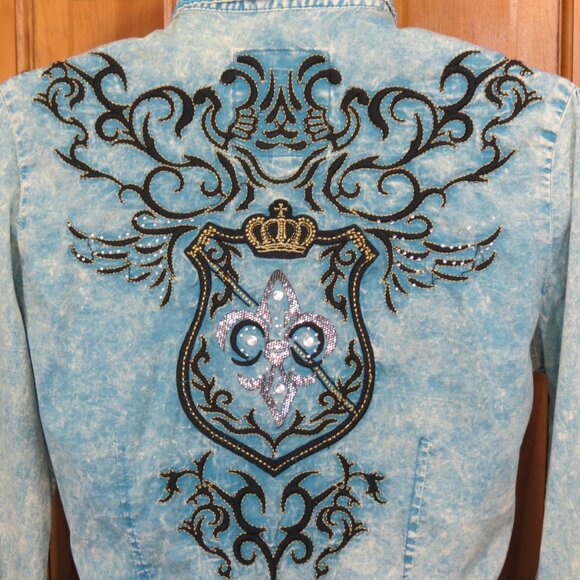 Roar Women's Western Long Sleeve Snap Shirt Rhinestones Bling Size Small - Picture 1 of 13
